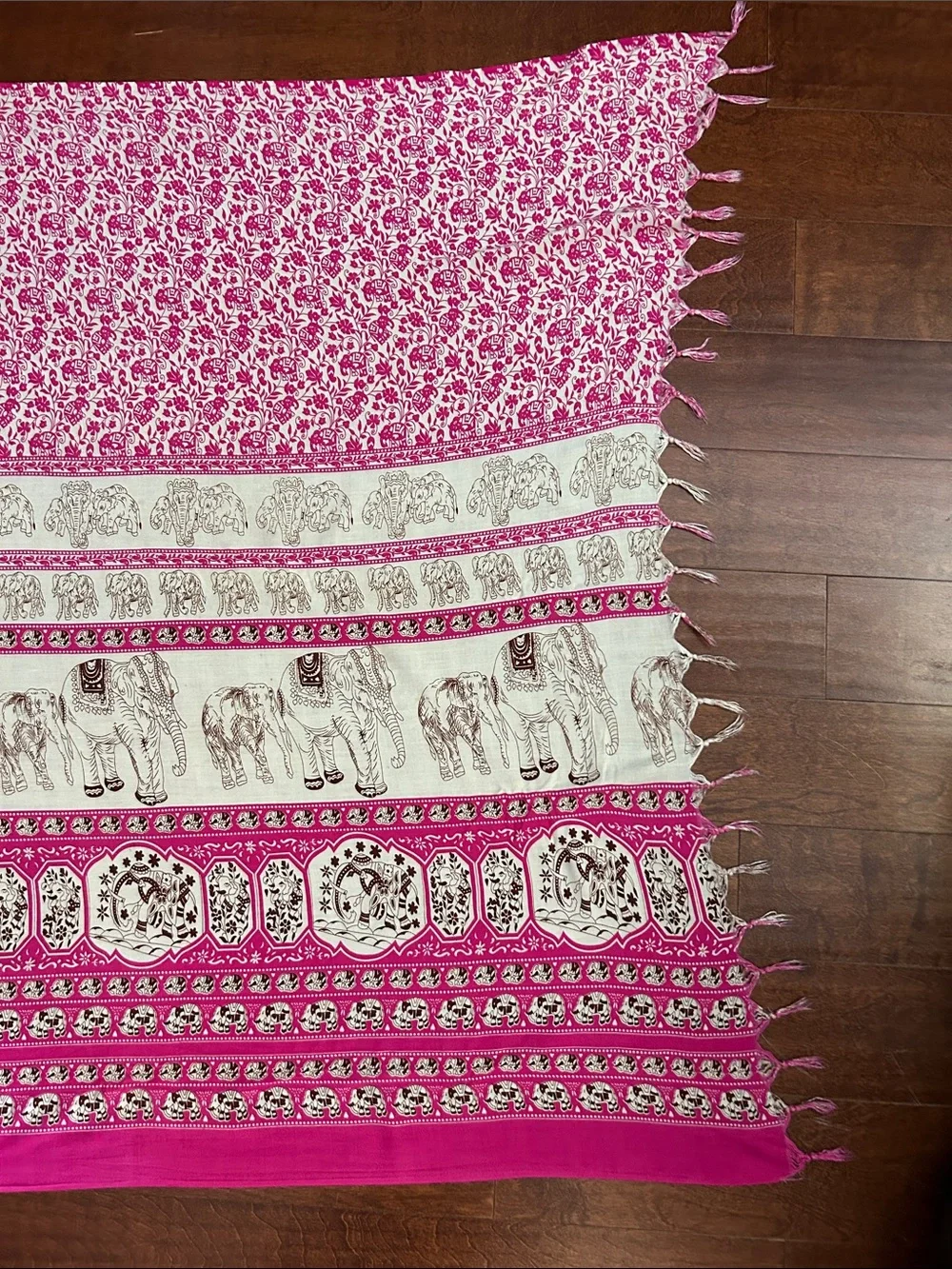 Bright Pink Elephant Print Sarong Scarf Wrap, Perfect for a Cruise or Resortwear